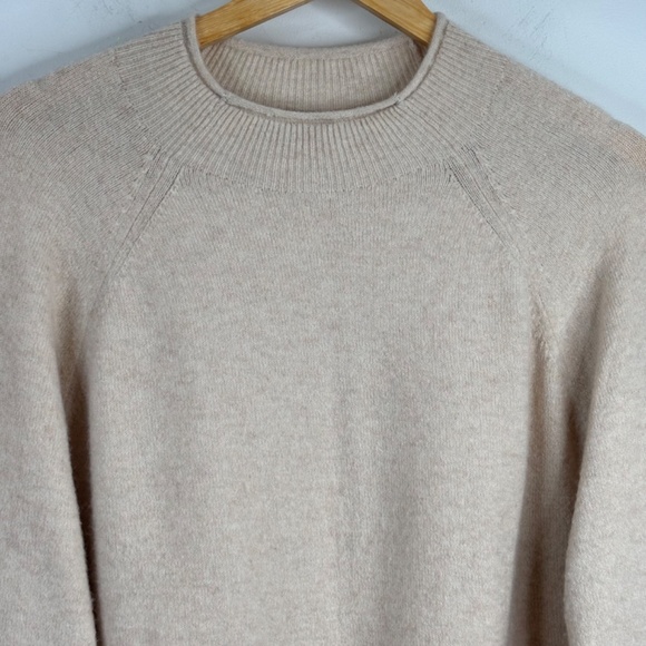 J Crew Rollneck Sweater L Supersoft Yarn Beige Wool Alpaca Classic Minimalist - Picture 3 of 10